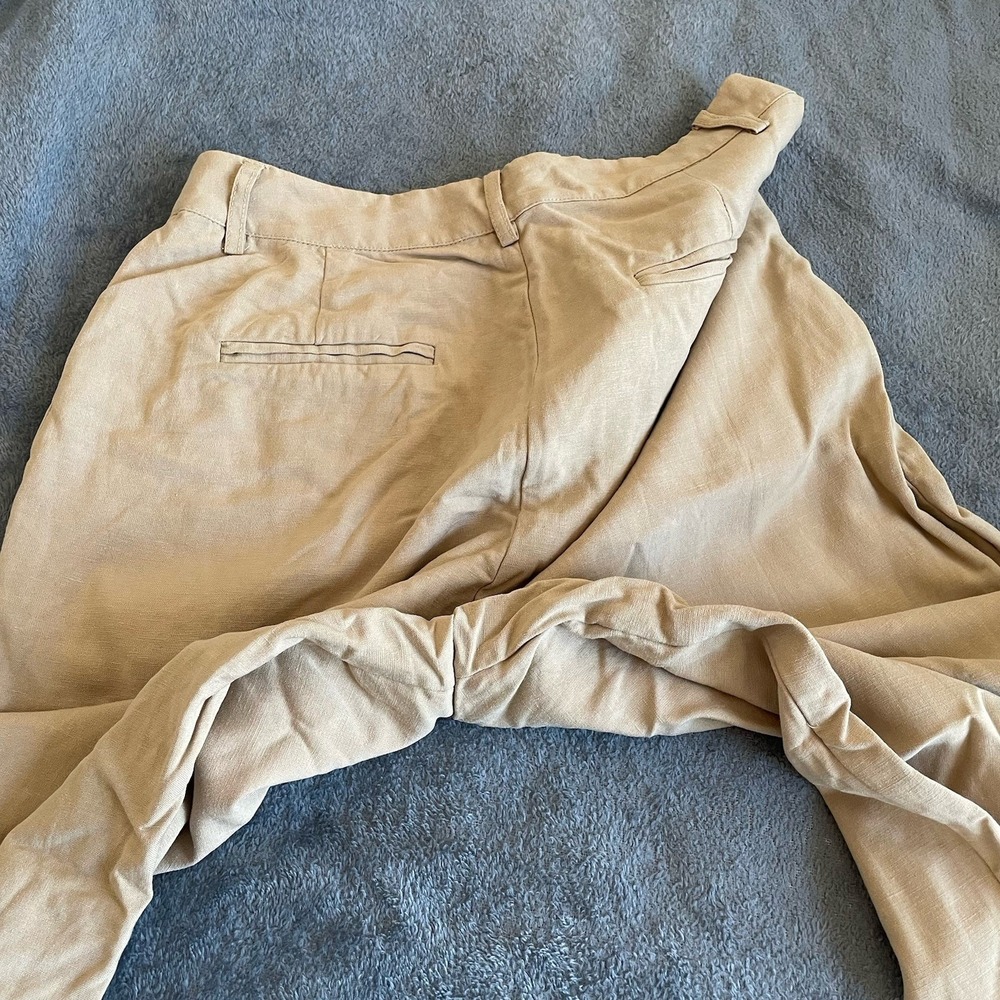 Lulus Tan Linen Blend Wide Leg Pleated Trousers High Waisted Pants Small NWT - Picture 11 of 11